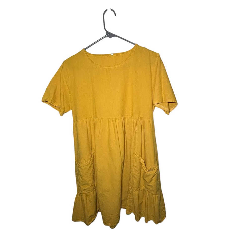 Mustard Yellow Cotton Blend Dress EUC